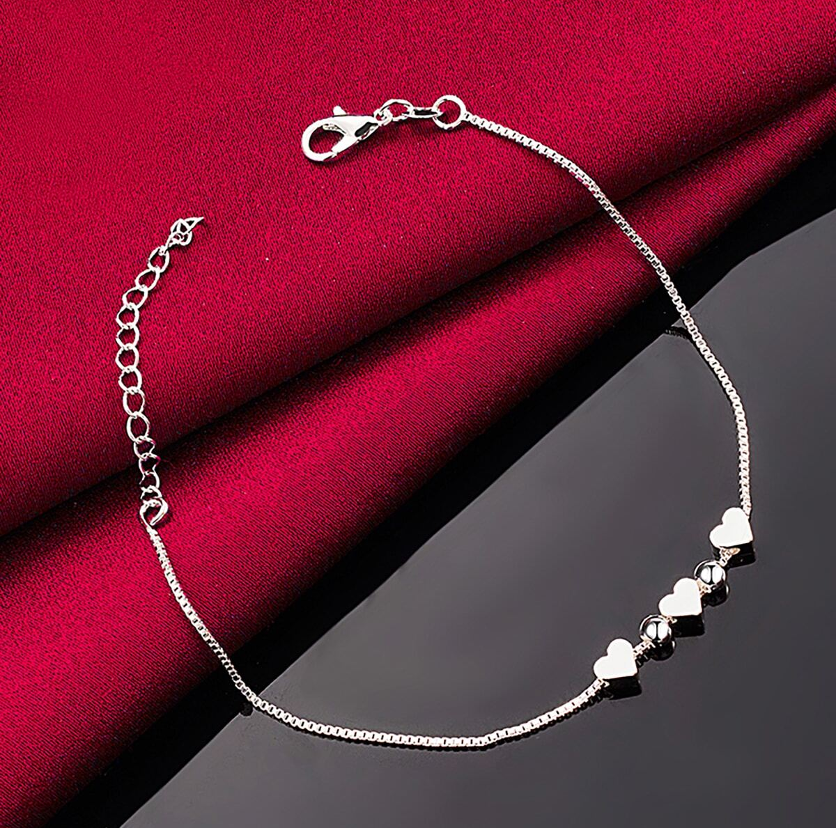 925 Sterling Silver Heart Charm Bracelet