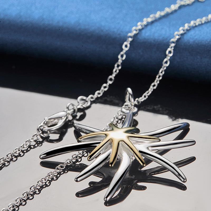 925 Sterling Silver Retro Starfish Noble Necklace & Chain