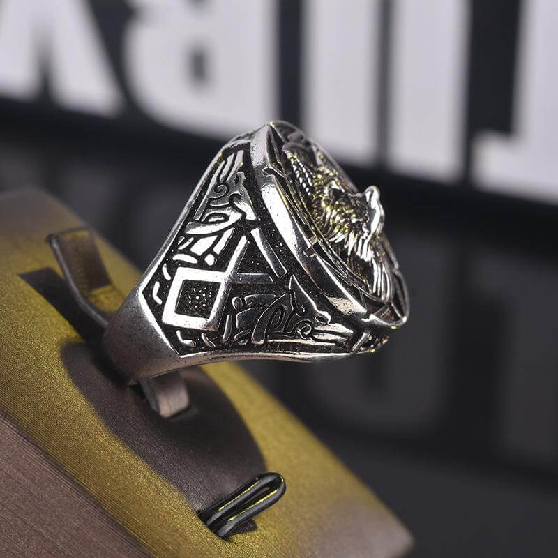 Men's Vintage Retro Wolf Totem Silver Punk Ring
