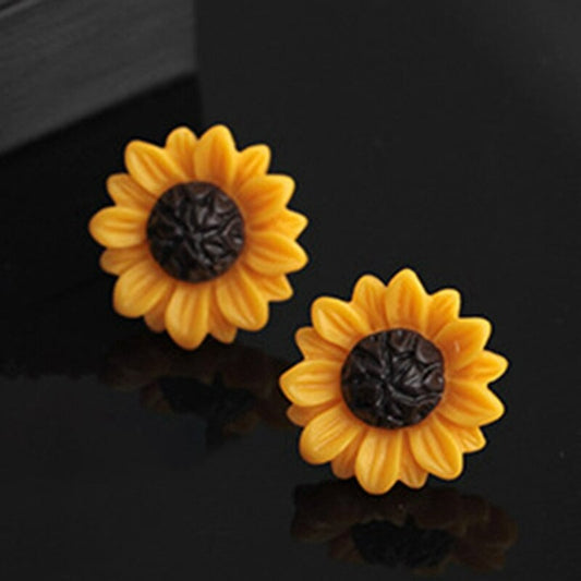 Big Acrylic Orange Sunflower Earrings