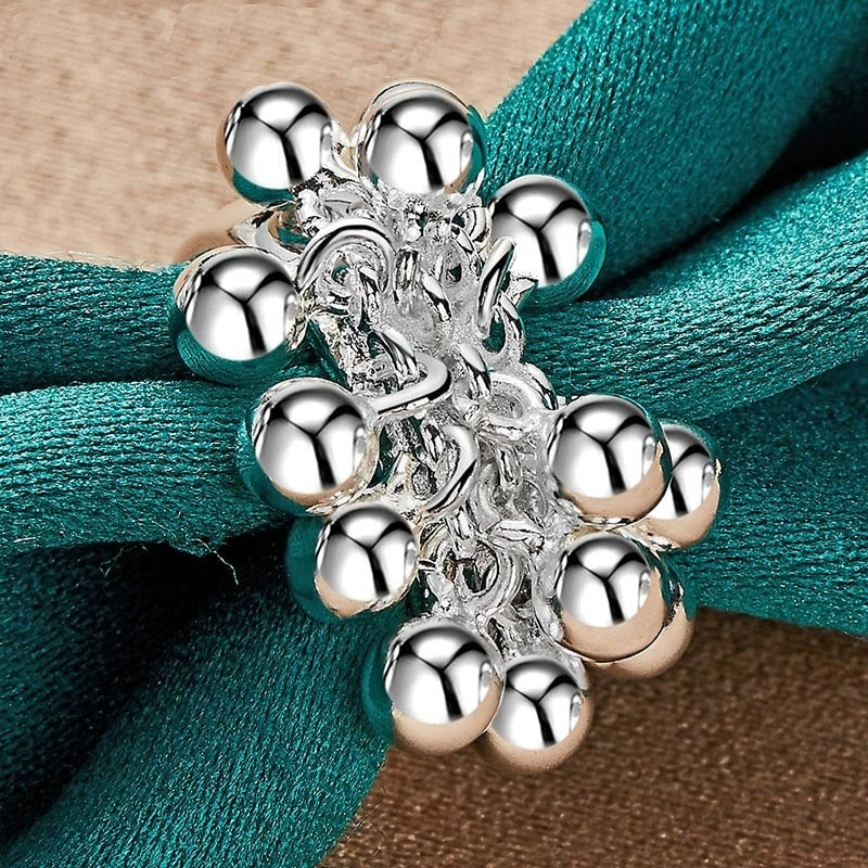 925 Sterling Silver Dangle Beads Ring