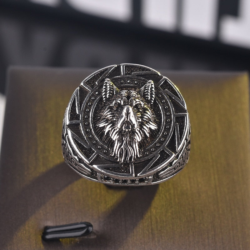 Men's Vintage Retro Wolf Totem Silver Punk Ring