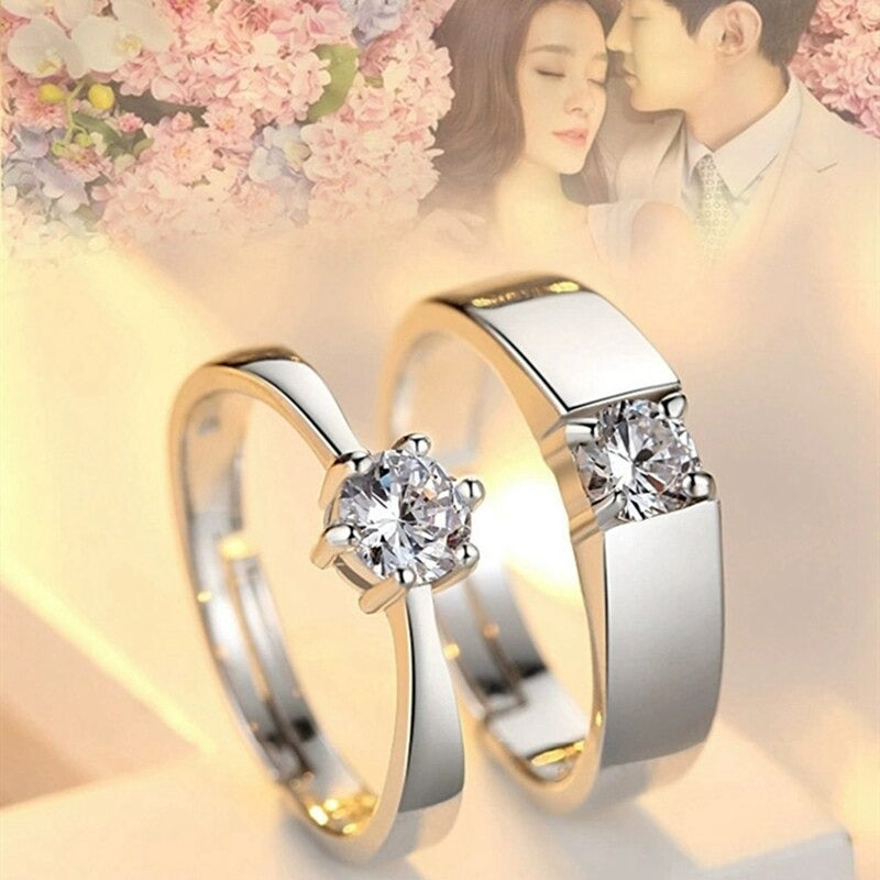 2pcs Sterling Silver Matching Open Couple Rings