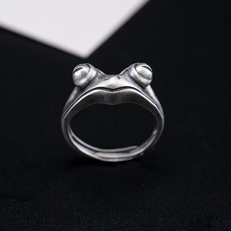 Creative Frog Unique Silver Open Retro Ring