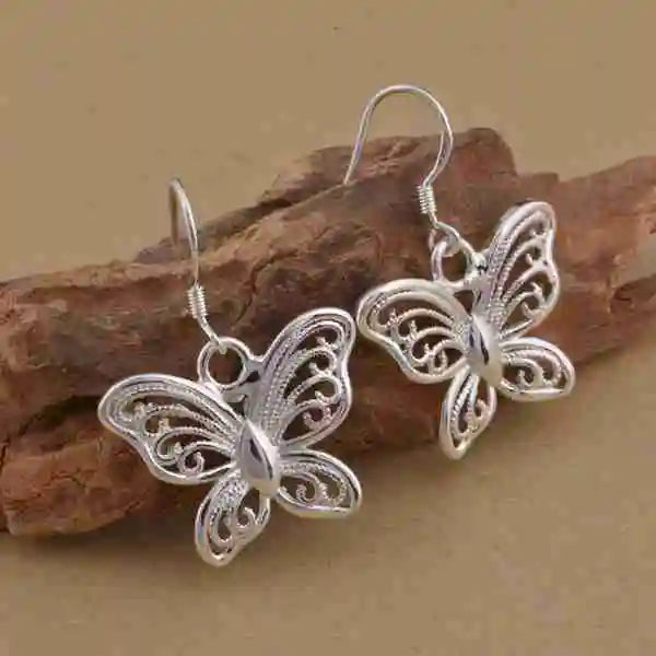 Silver Butterfly Nickel Free Antiallergic Stud Earrings