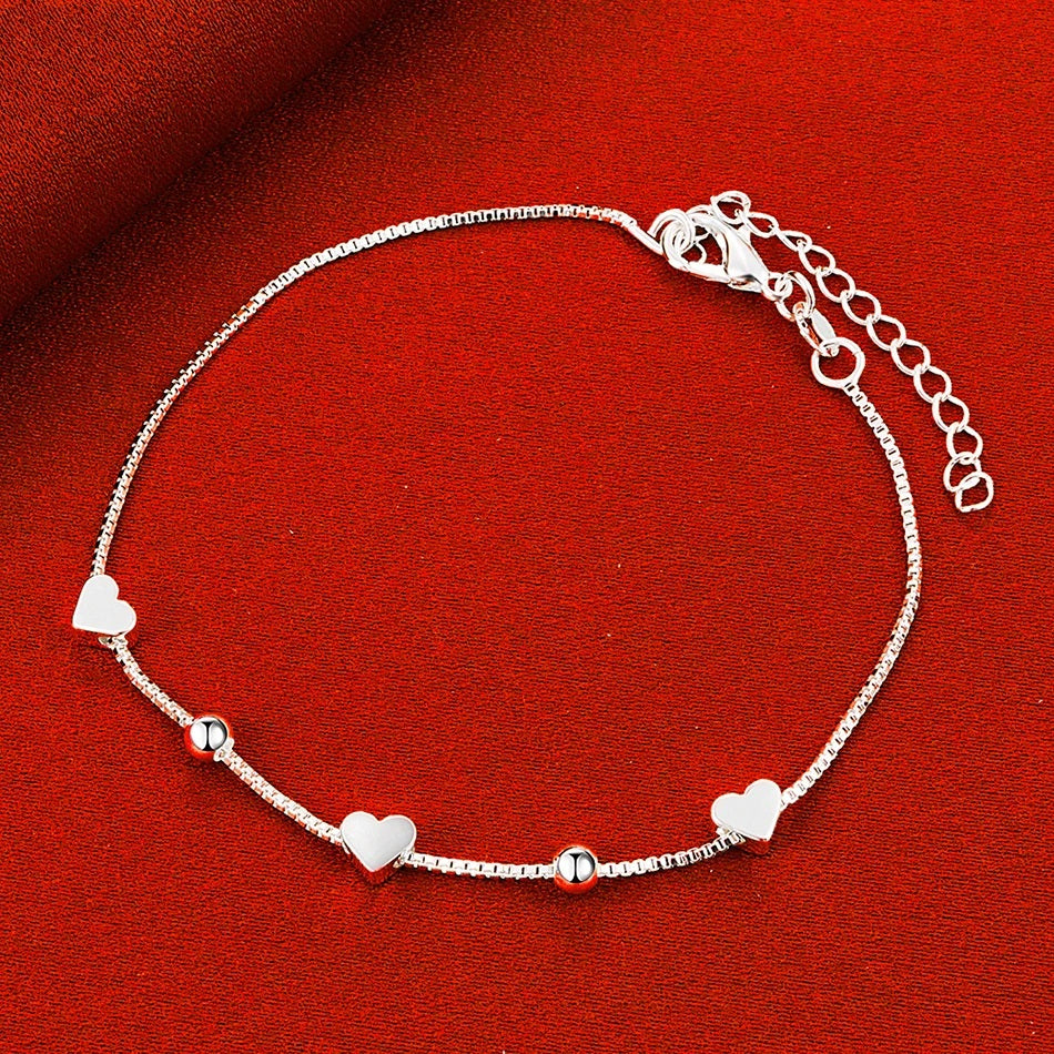 925 Sterling Silver Heart Charm Bracelet