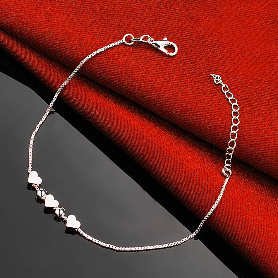 925 Sterling Silver Heart Charm Bracelet