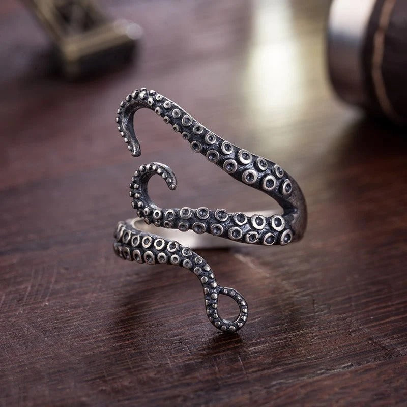 Vintage Octopus Tentacle Open Anique Silver Ring