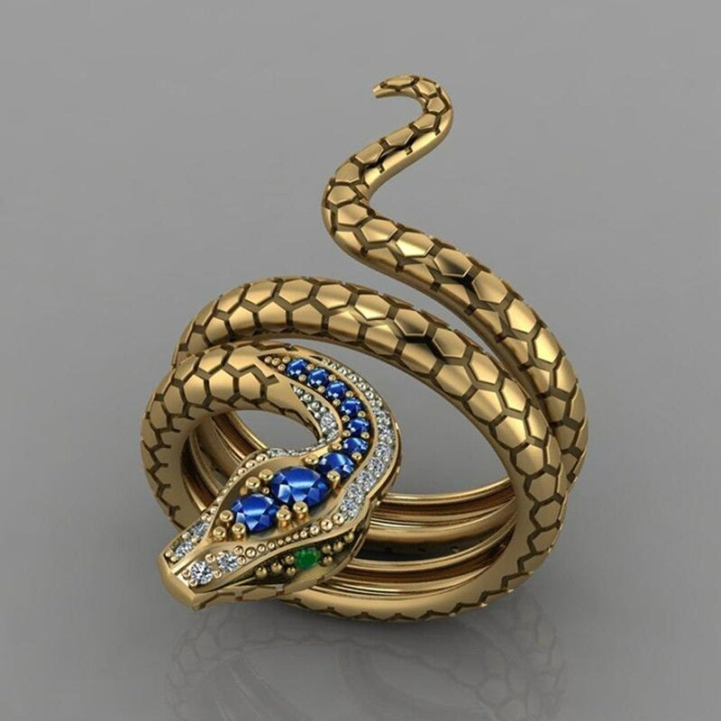 Vintage Coiled Snake Ethnic Open Ouroboros Gold Ring