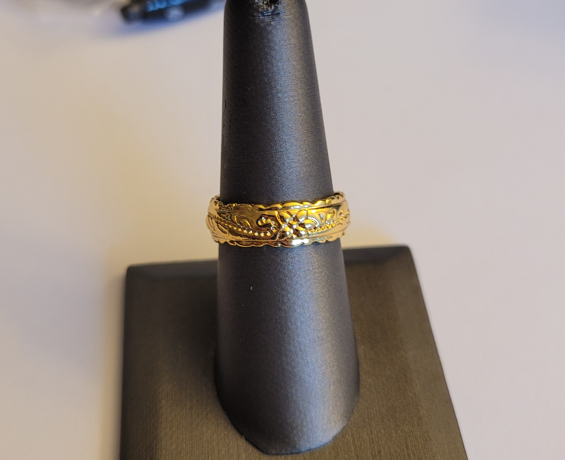 Classic Carved Rose Flower Engraved Gold Ring
