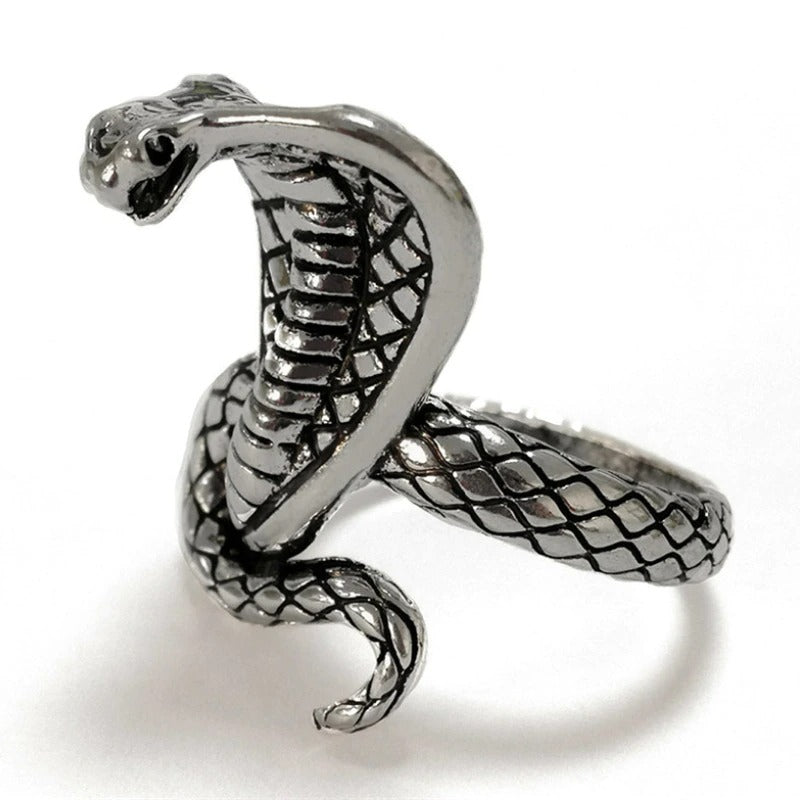 Lady Cobra Snake Wrap Silver Punk Ring