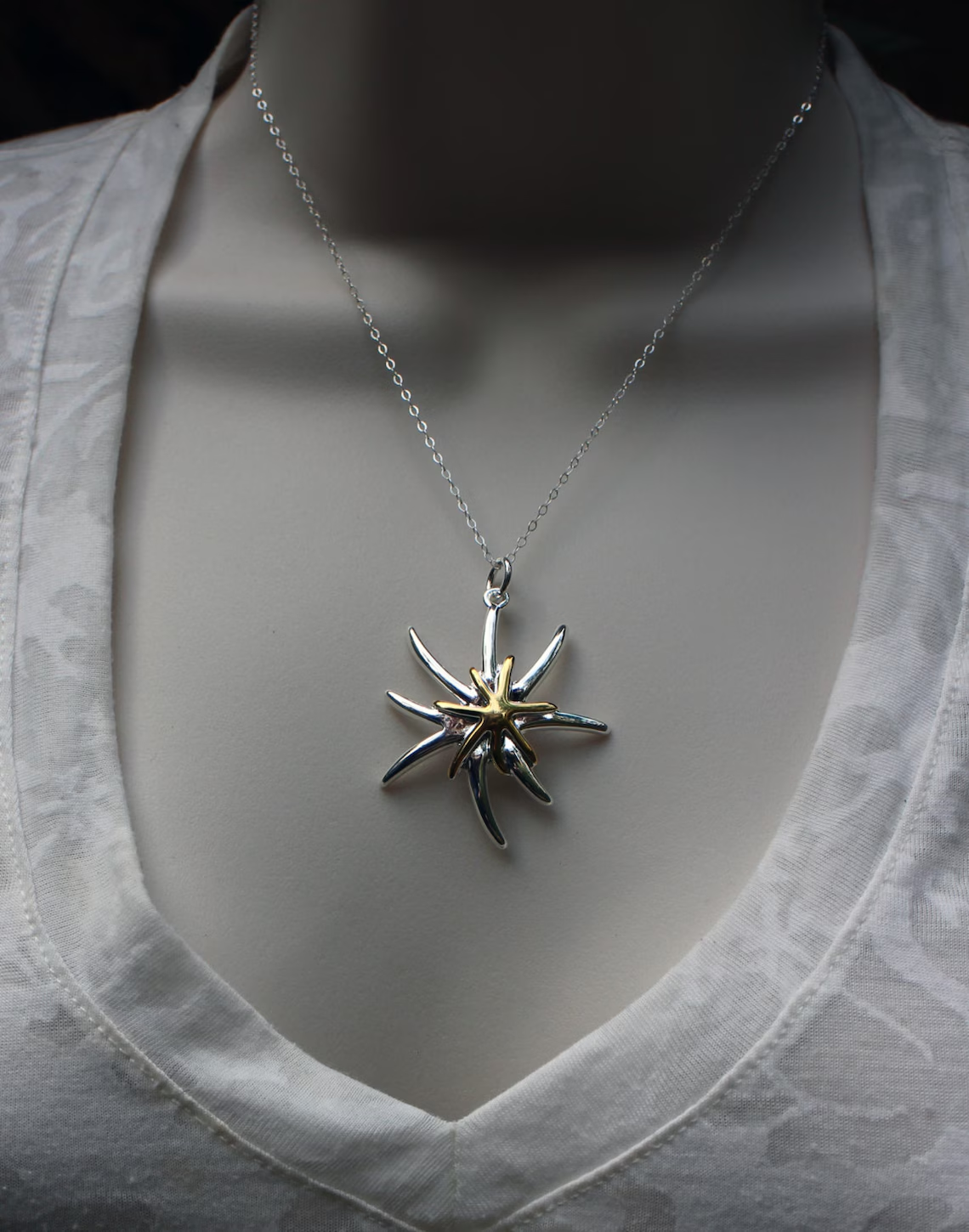 925 Sterling Silver Retro Starfish Noble Necklace & Chain