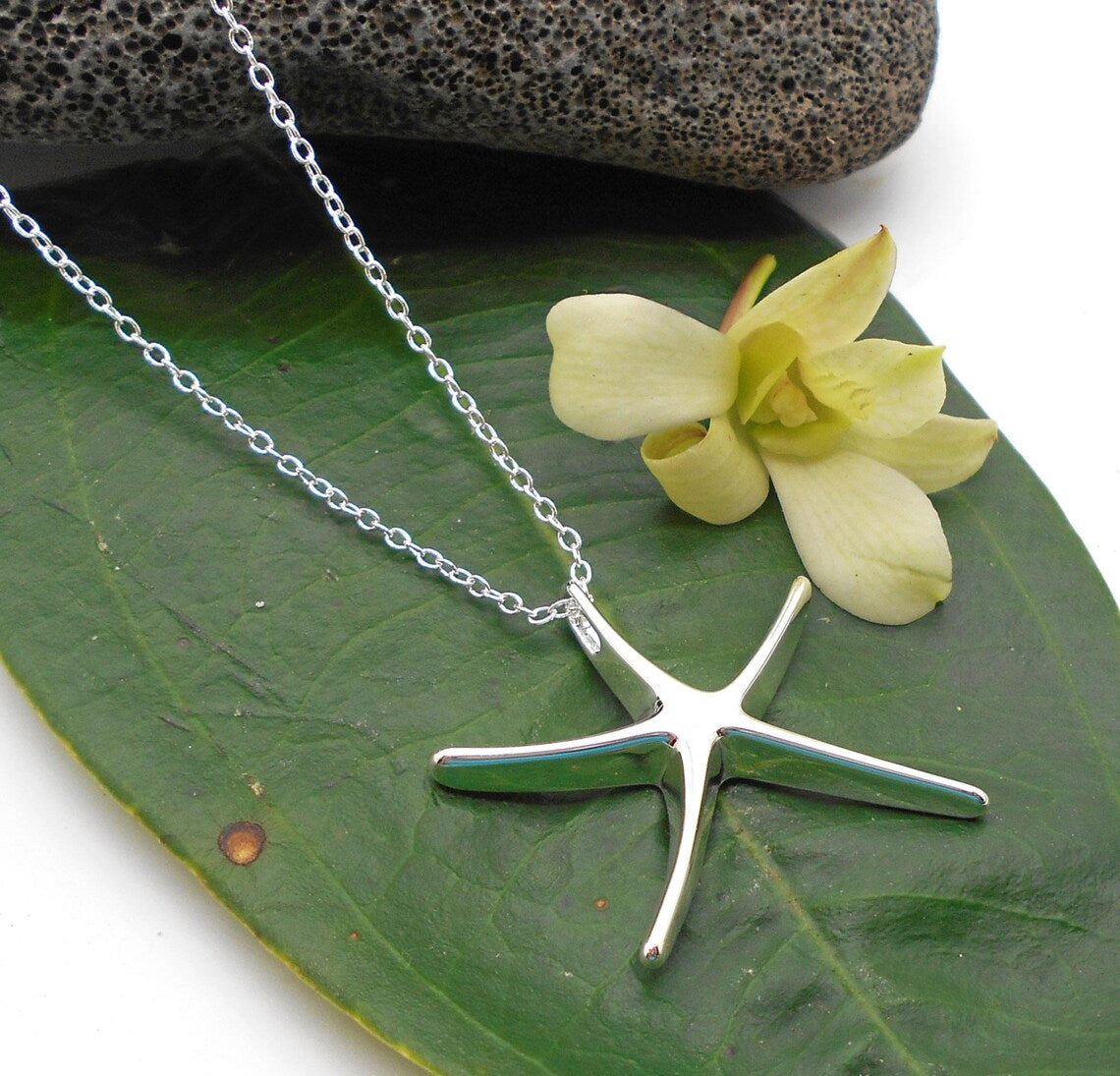 925 Sterling Silver Starfish Necklace & Chain