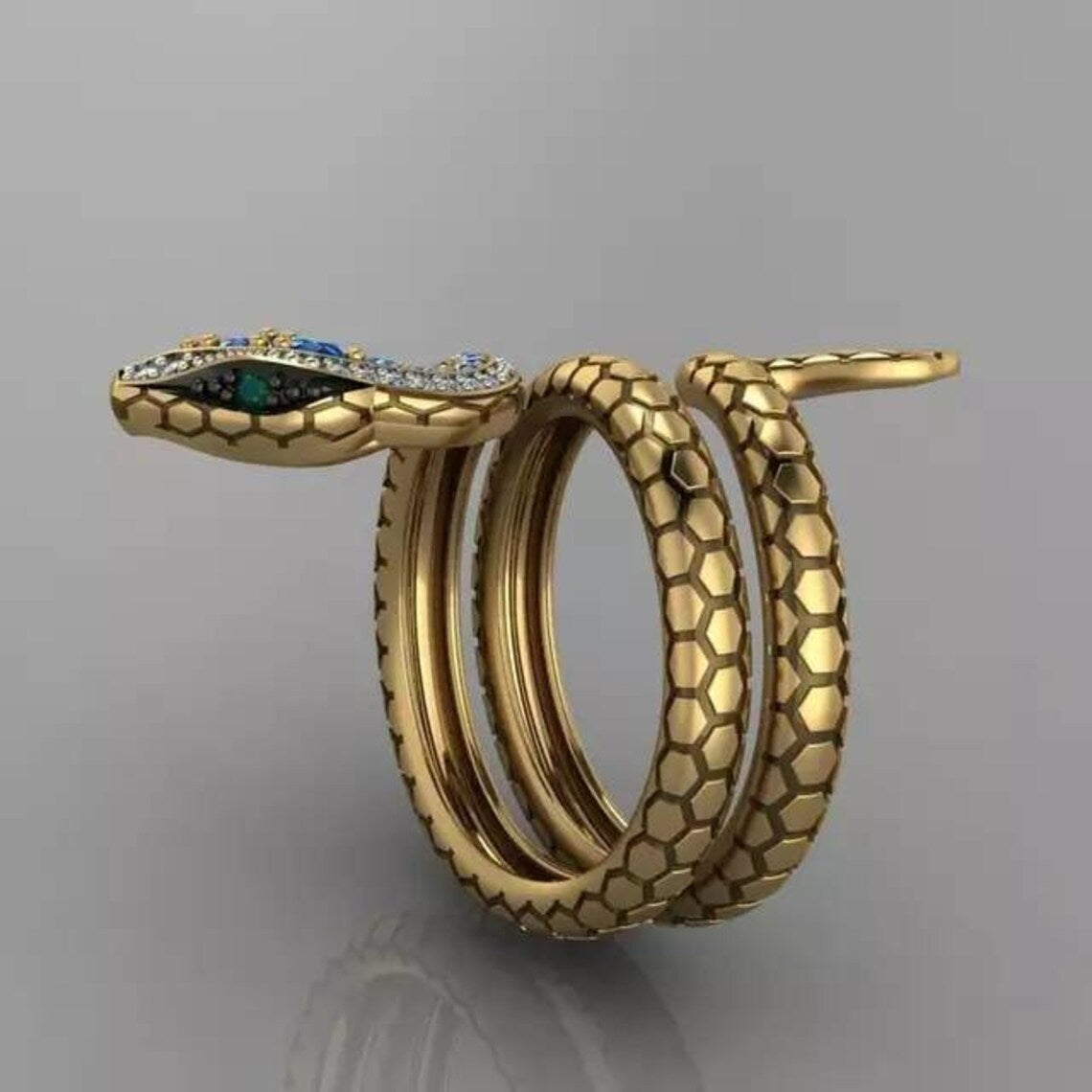 Vintage Coiled Snake Ethnic Open Ouroboros Gold Ring