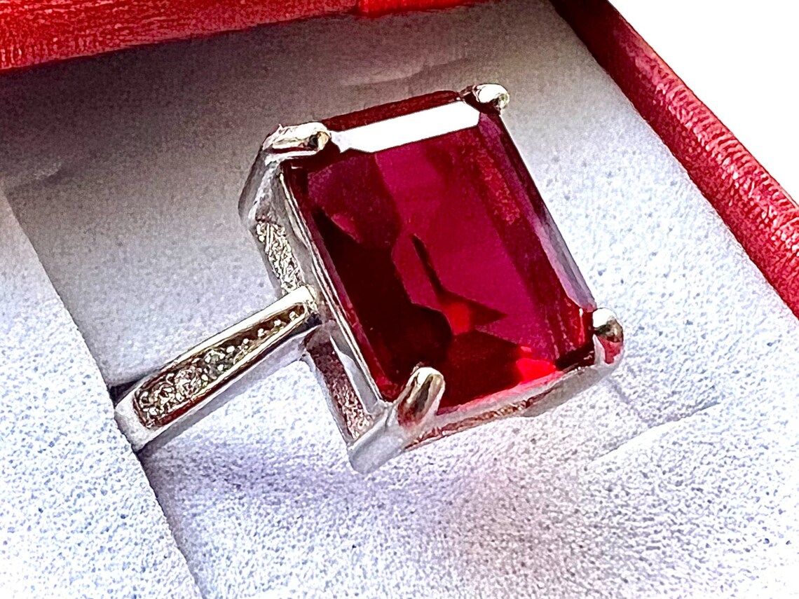 4.00 CTTW Ruby Red Gemstone Big Silver Ring