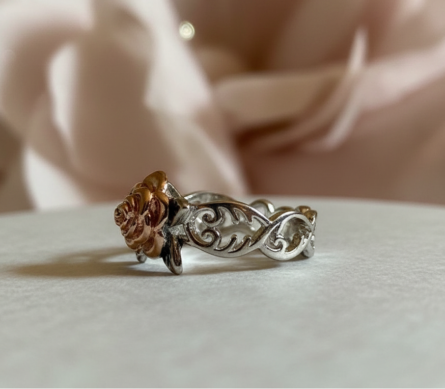 Exquisite Silver Floral Rose Flower Ring | Gift for Women