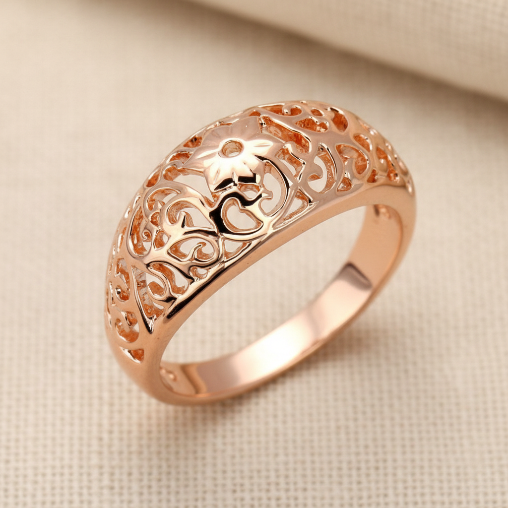 Rose Gold Floral Ring - Close Up 1