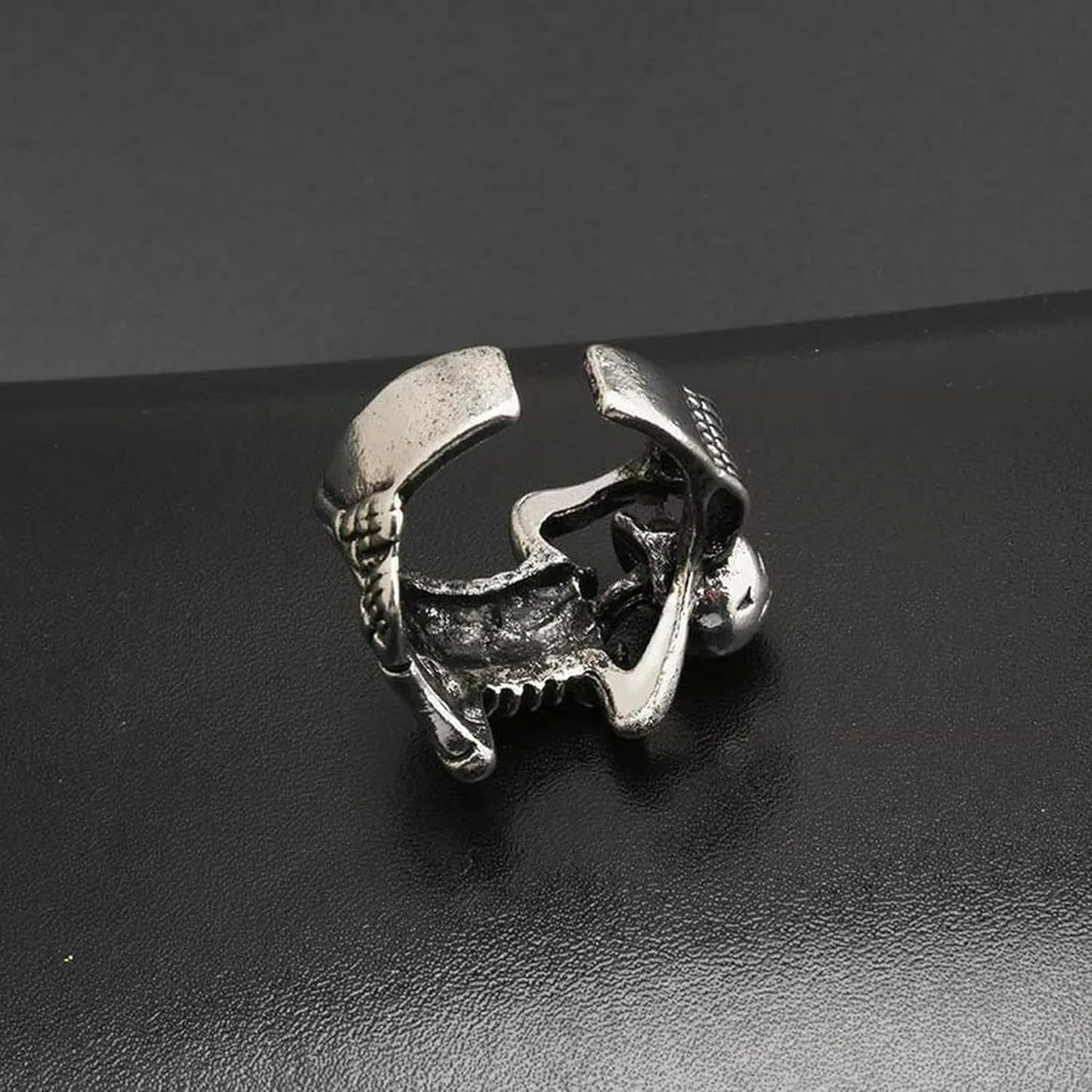 Silver Skull Skeleton Gothic Open Punk Rock Ring