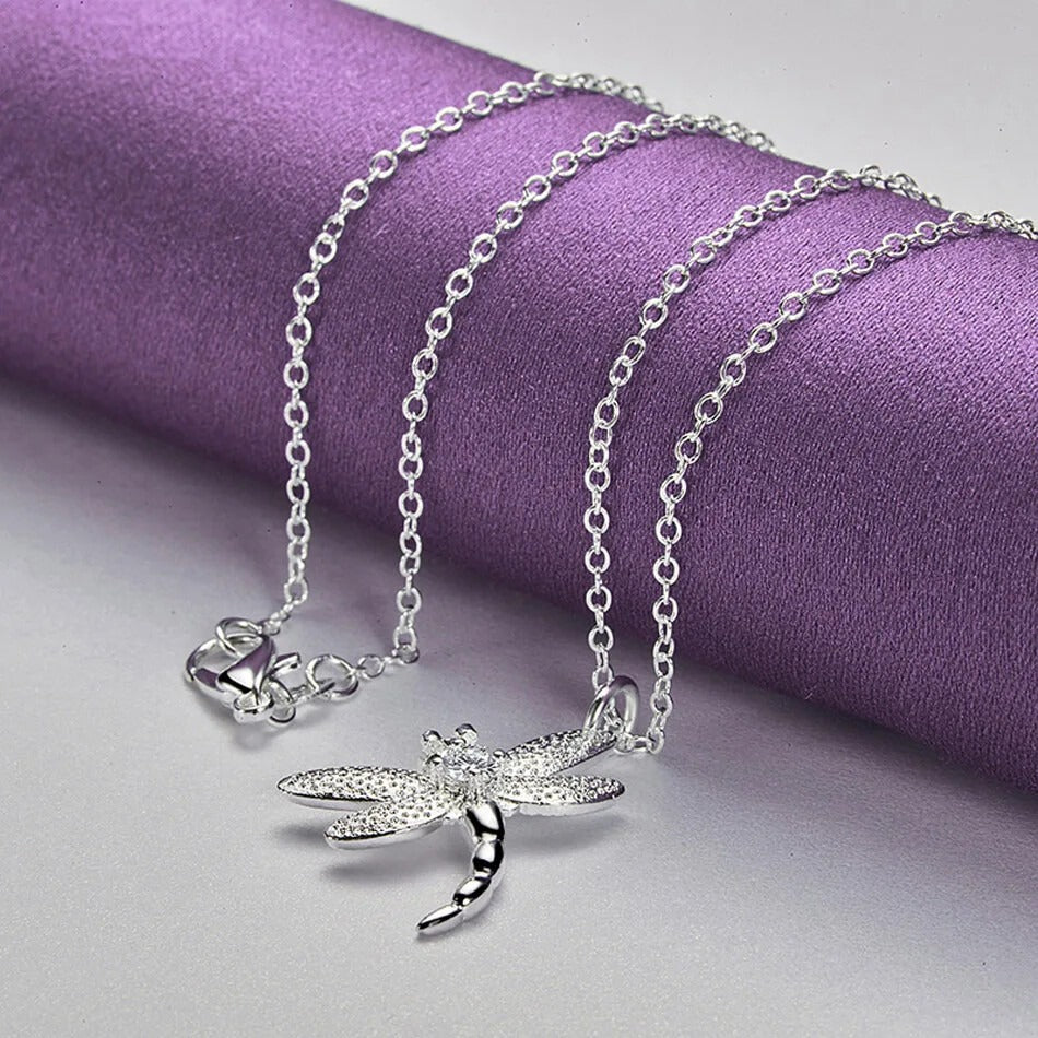 Dragonfly Pendant Necklace & Sterling Silver Earring Set