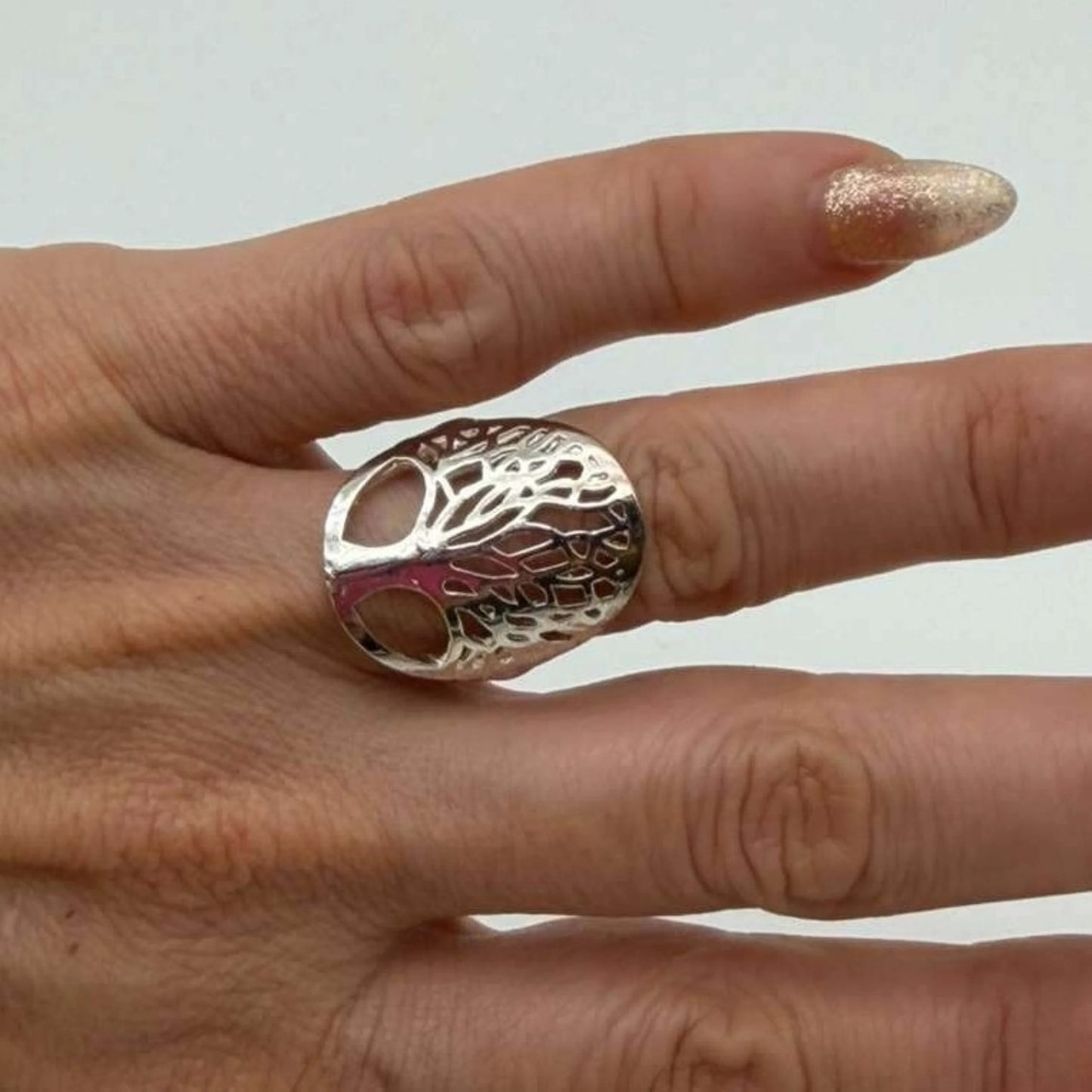 Retro 925 Sterling Silver Tree Of Life Hollow Ring