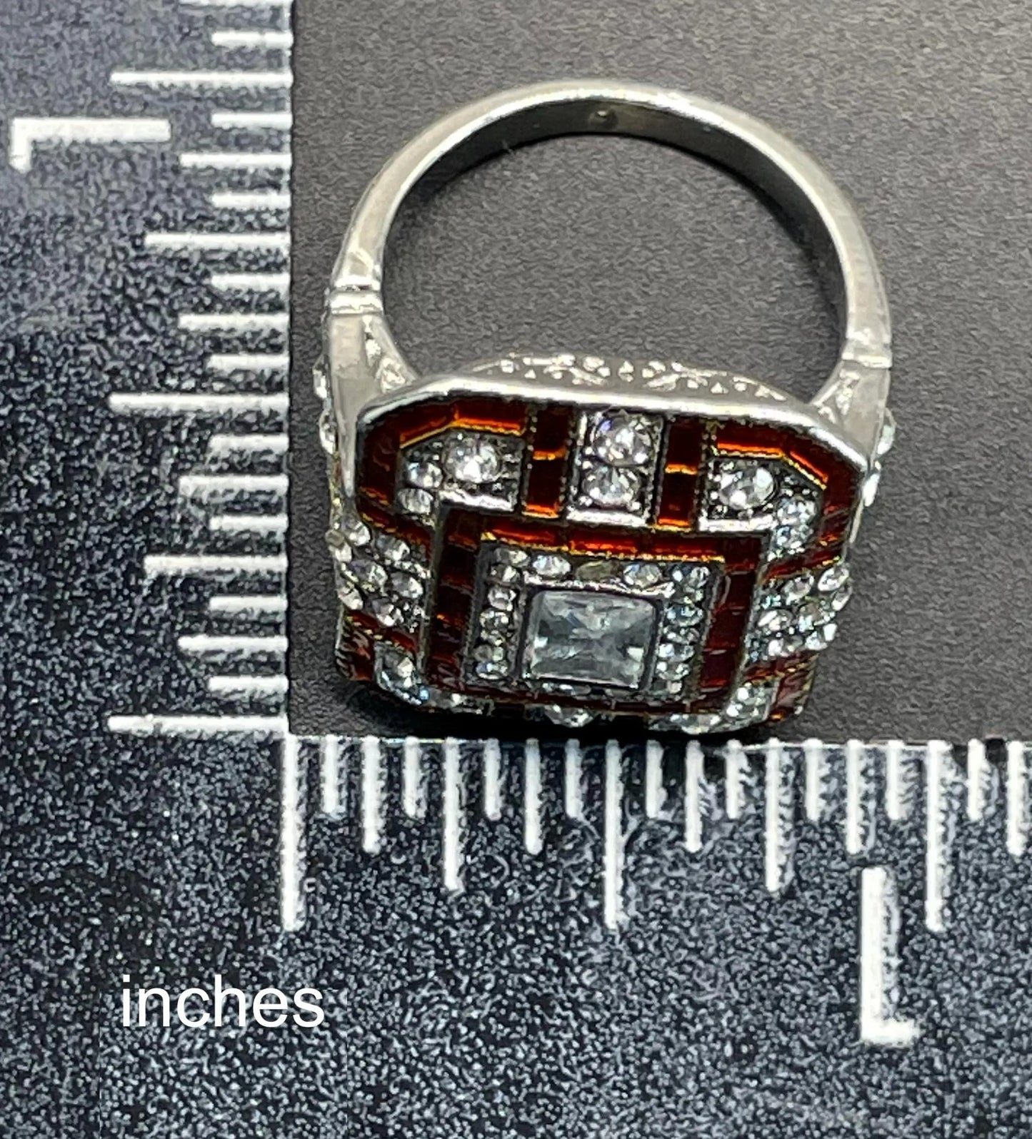 Vintage Art Deco Faux Ruby Sapphire & CZ Gemstone Ring