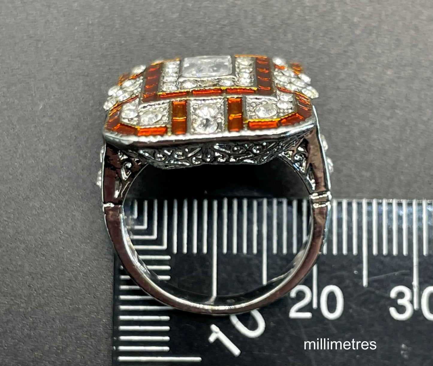 Vintage Art Deco Faux Ruby Sapphire & CZ Gemstone Ring