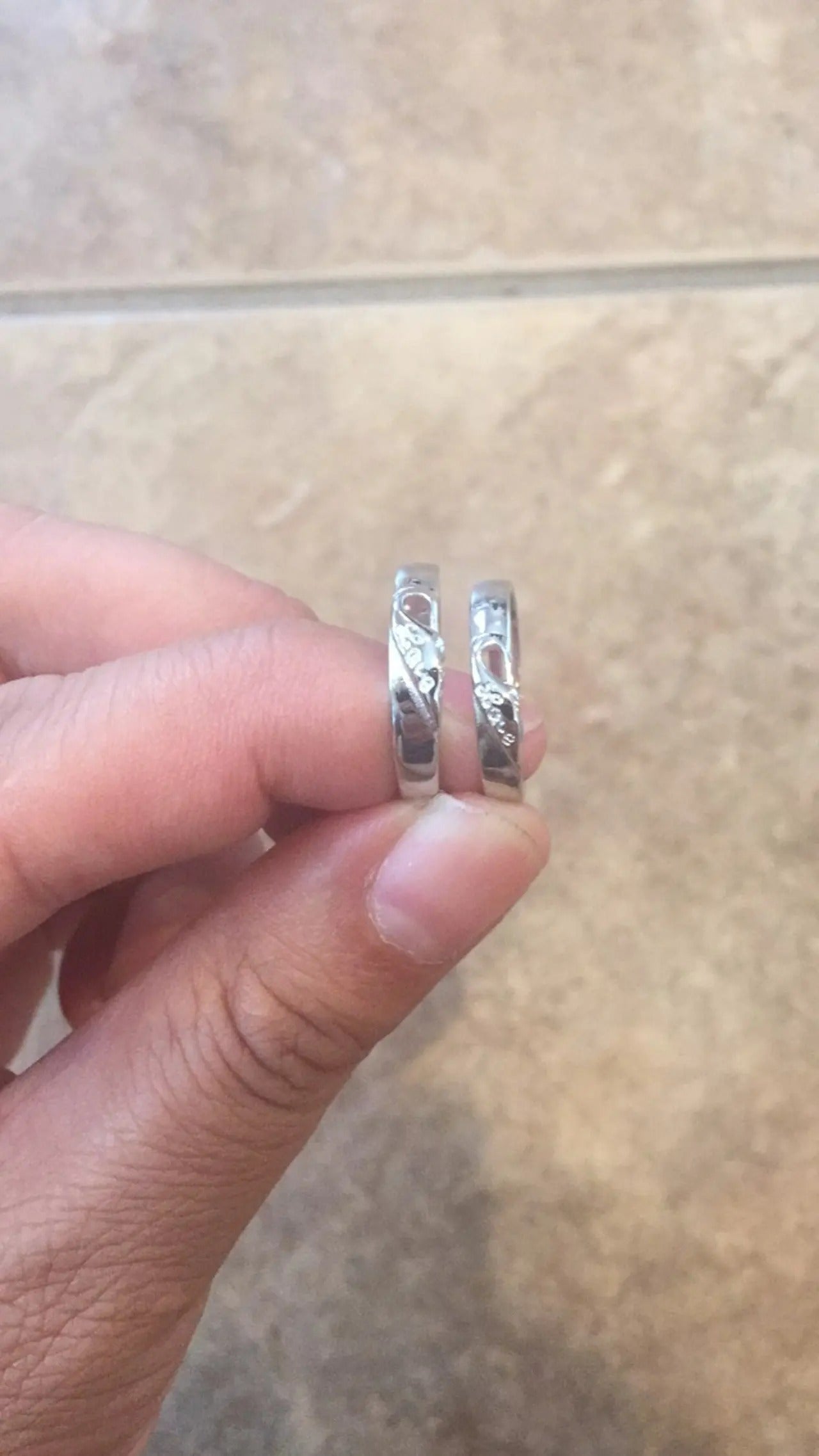 2pcs Sterling Silver LOVE Open Matching Couple Rings