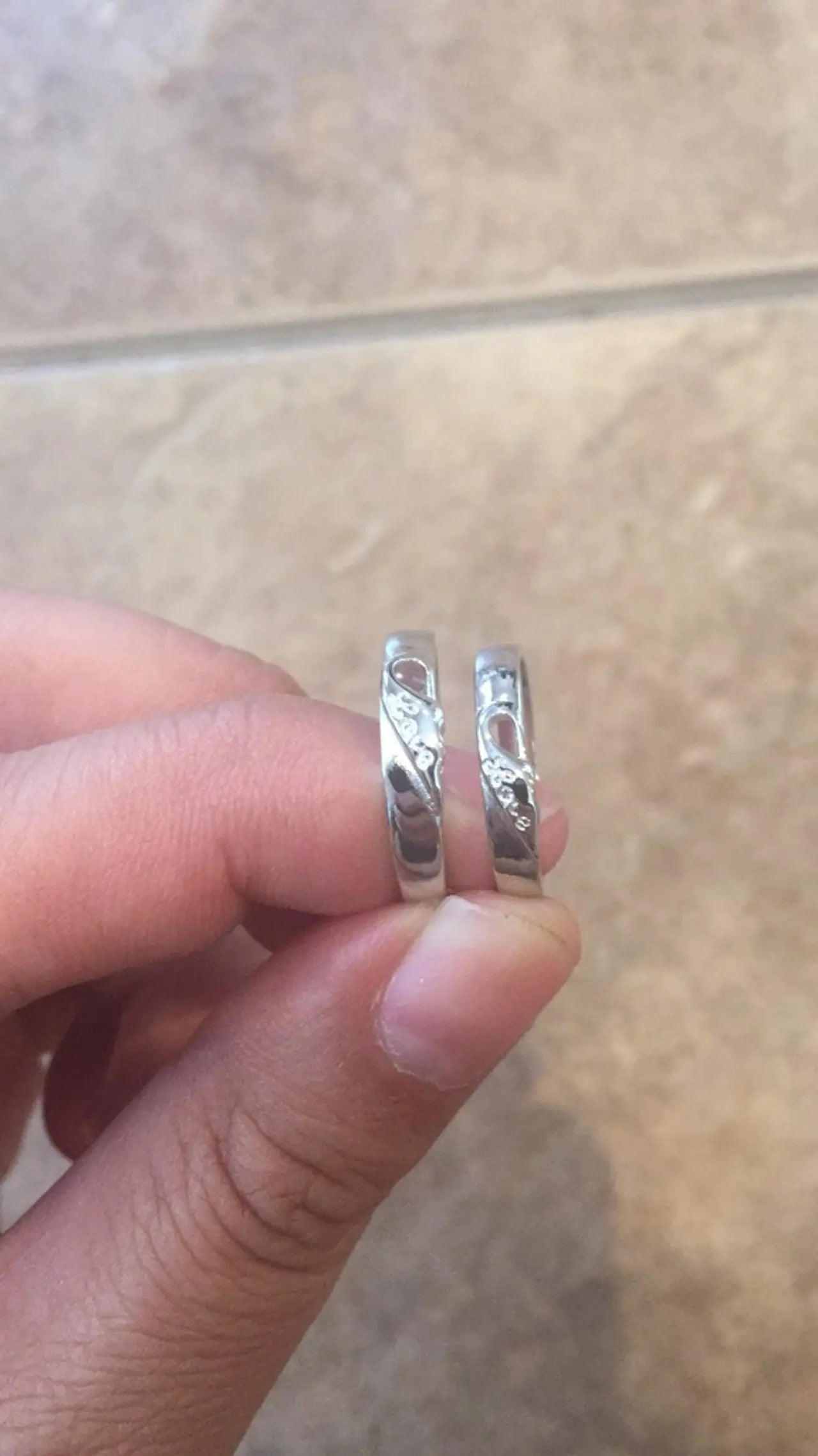 2pcs Sterling Silver LOVE Open Matching Couple Rings