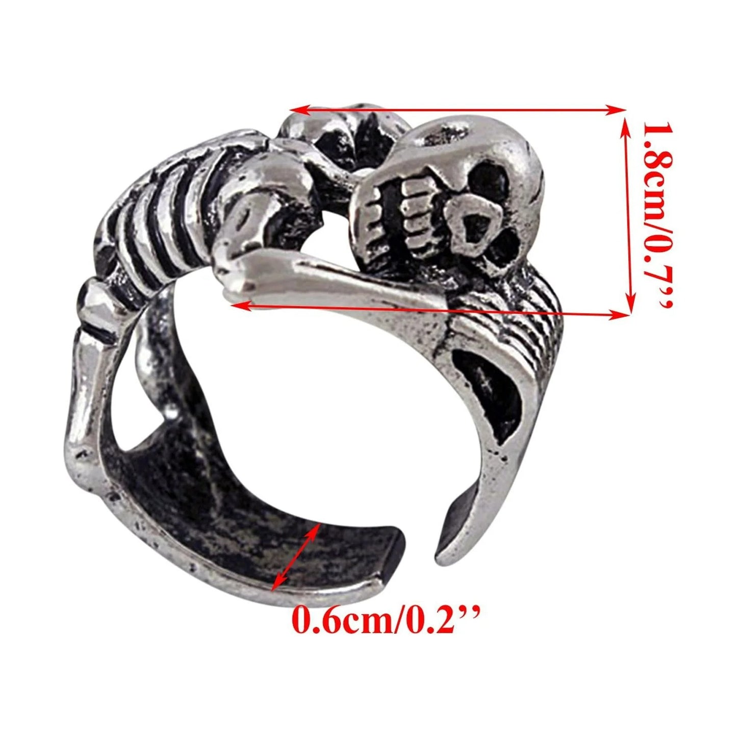 Silver Skull Skeleton Gothic Open Punk Rock Ring
