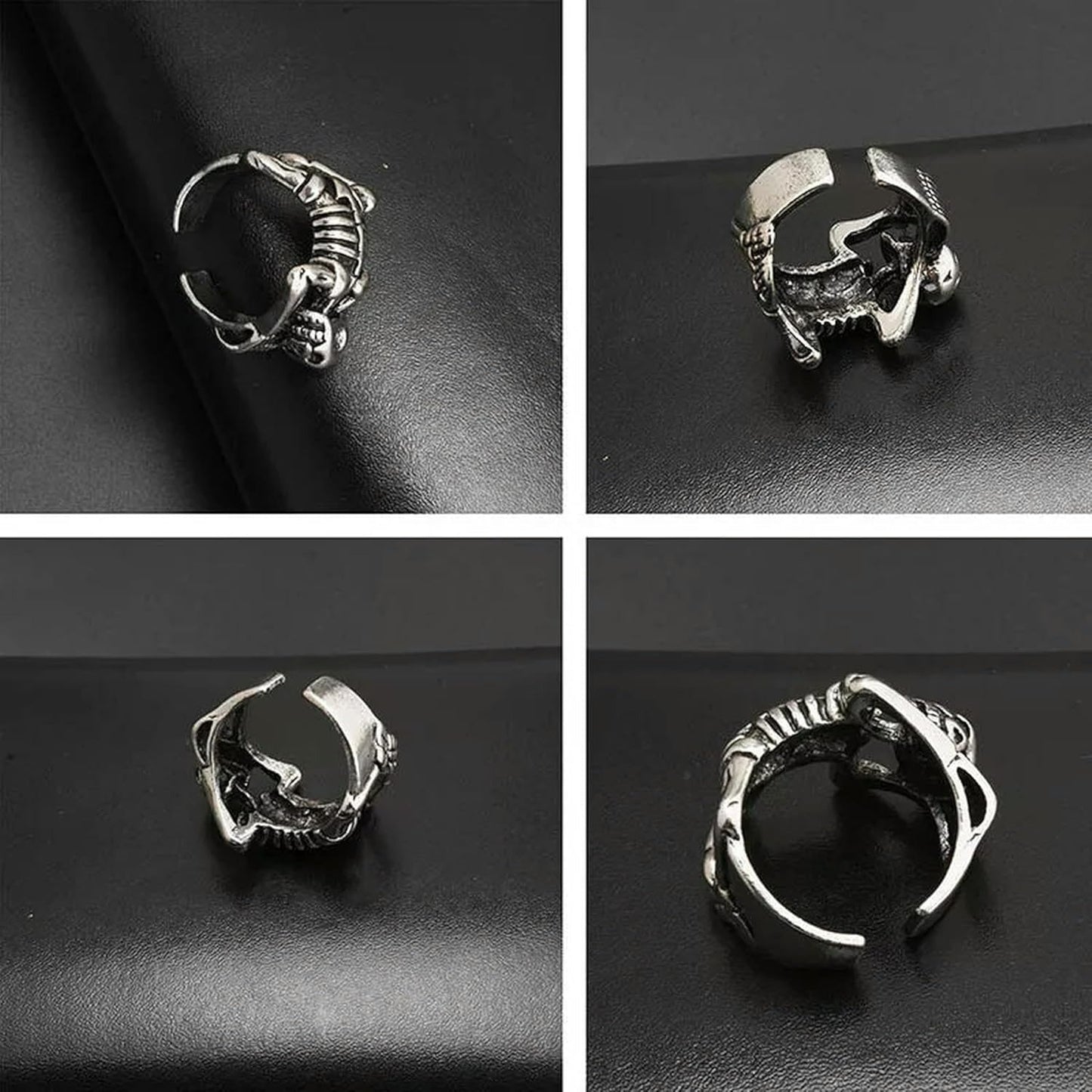 Silver Skull Skeleton Gothic Open Punk Rock Ring