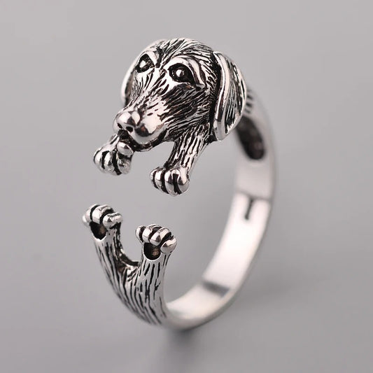 Silver Dachshund Sausage Wiener Dog Open Ring