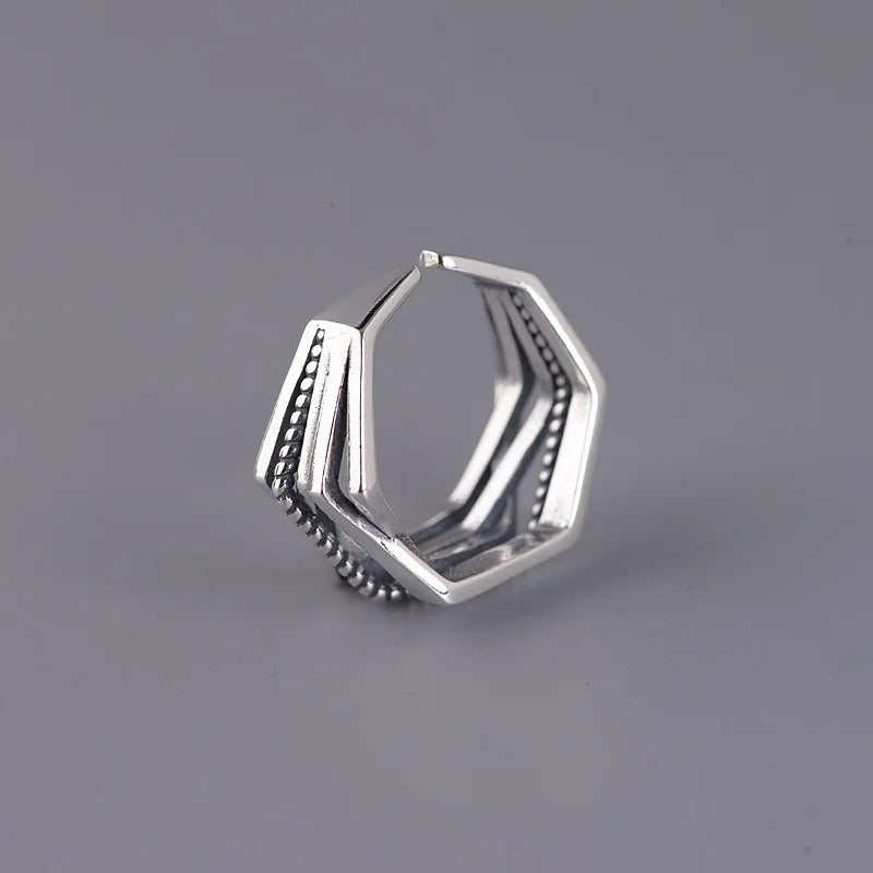 Vintage Irregular Lover "FOREVER" Open Hollow Silver Ring