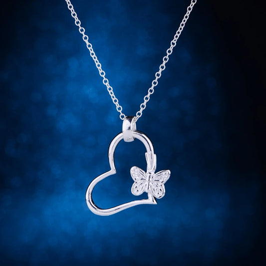 925 Silver Butterfly Heart Necklace & 18" Chain