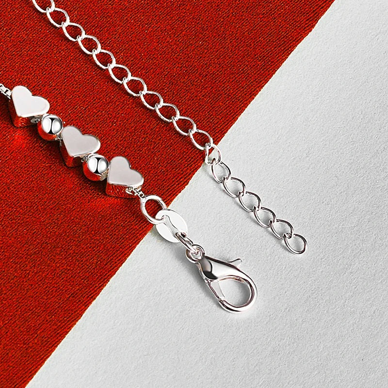 925 Sterling Silver Heart Charm Bracelet