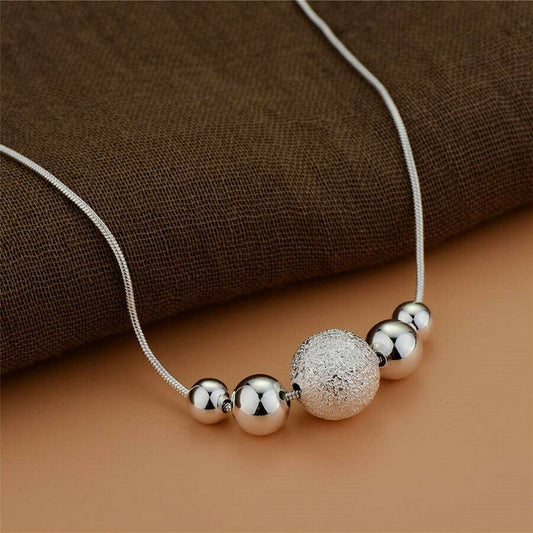 925 Sterling Silver Light Sand Beads Chain Necklace