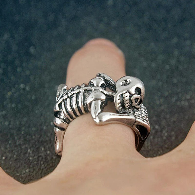 Silver Skull Skeleton Gothic Open Punk Rock Ring