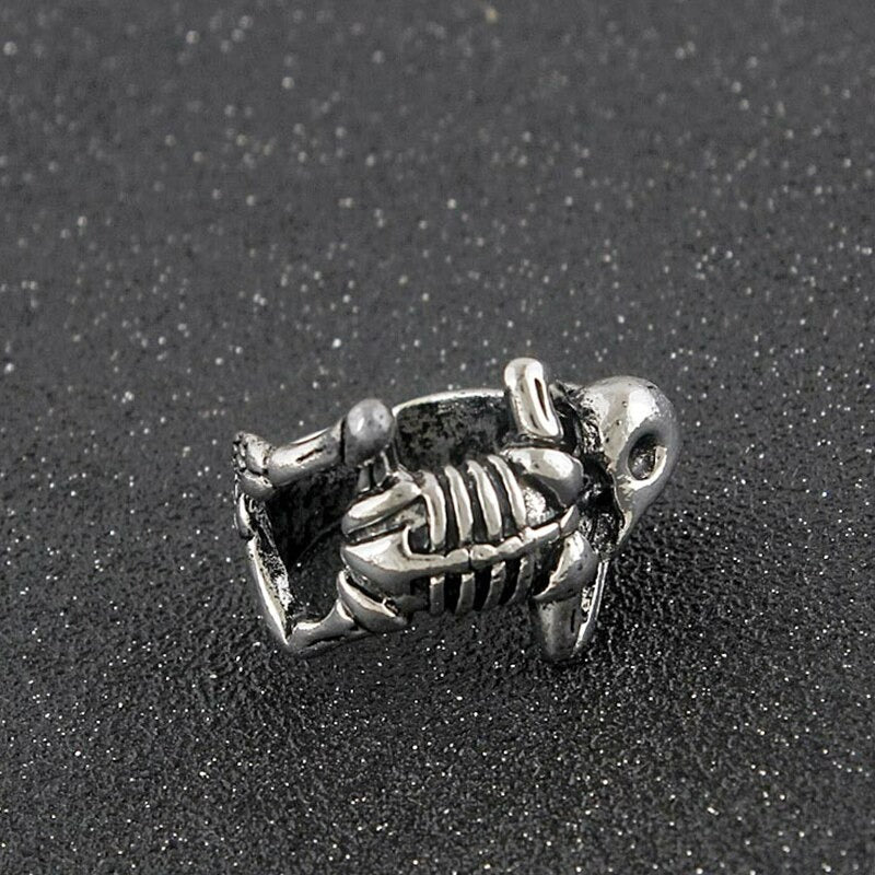 Silver Skull Skeleton Gothic Open Punk Rock Ring