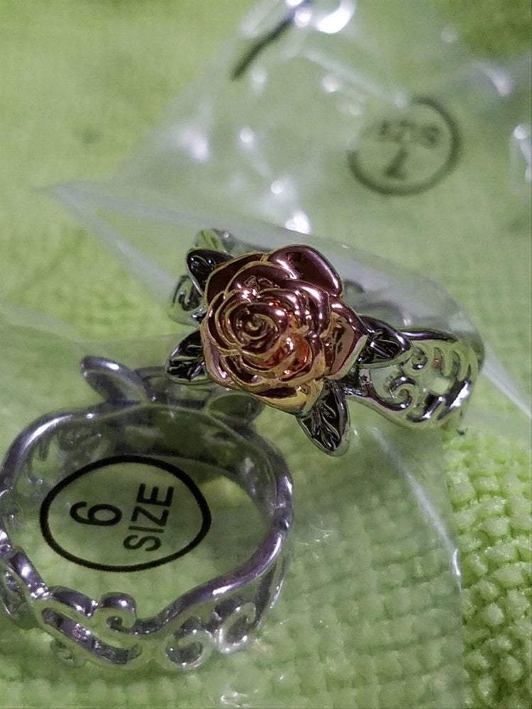 Exquisite Silver Floral Rose Flower Ring