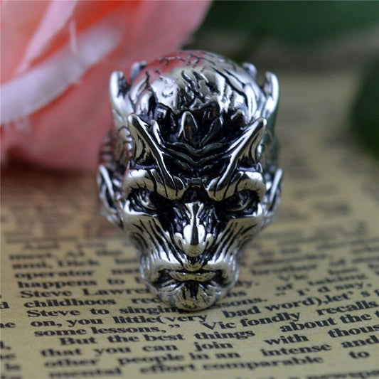 Men's Vintage Demon Skeleton Open Biker Ring