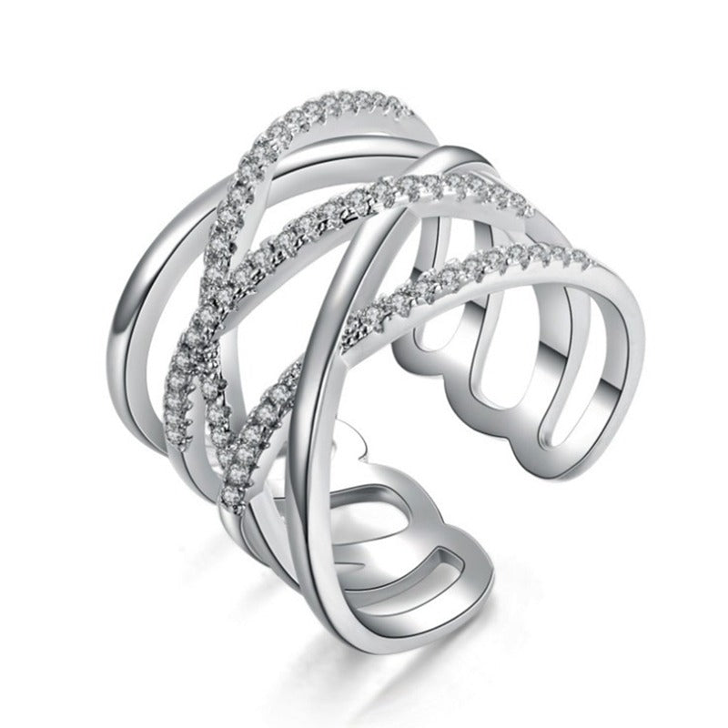 Stylish Silver Double Layer Overlapping Ring