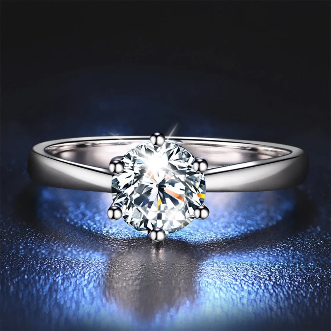 Sterling Silver 6mm Round Solitaire Engagement Ring