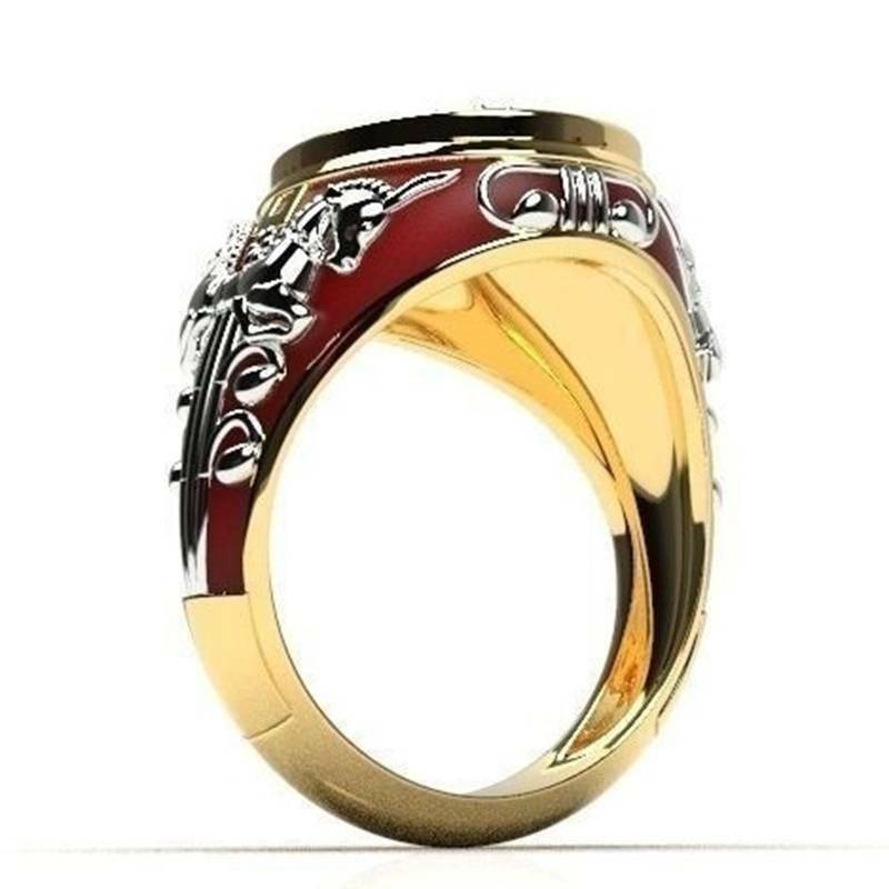 Men's King Horse Two-tone Knight Ring