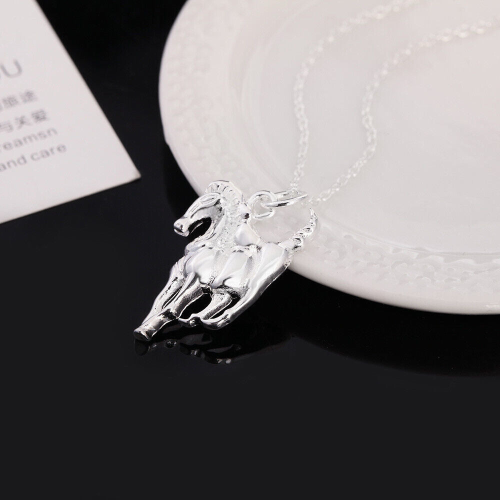 925 Sterling Silver Horse Stallion Pendant & 18" Chain