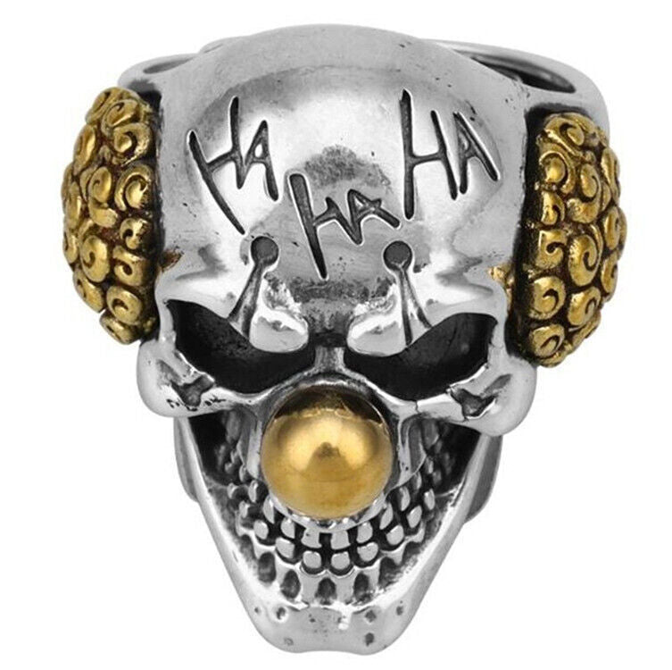 Laughing Clown Skull Head "HA HA HA" Retro Ring