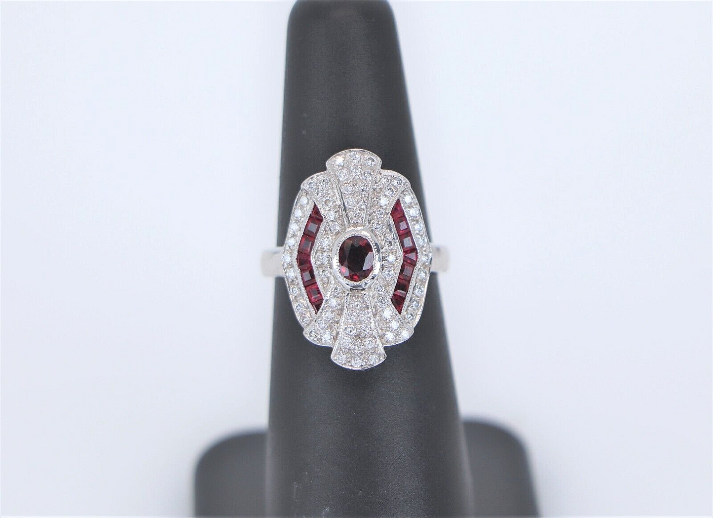 2.0Ct Vintage Ruby Red Art Deco Antique Silver Ring