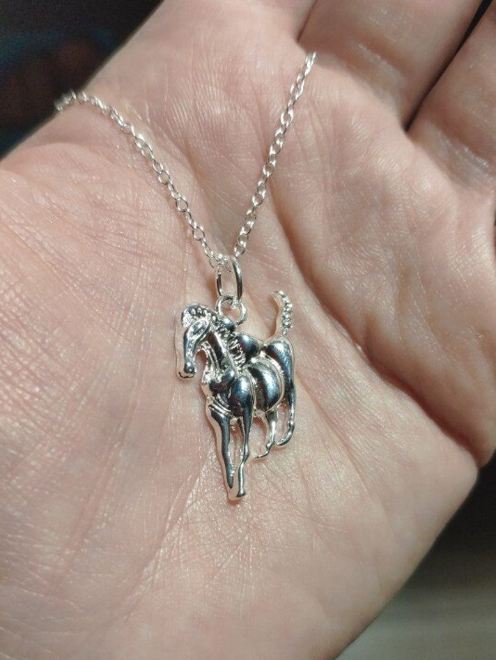 925 Sterling Silver Horse Stallion Pendant & 18" Chain