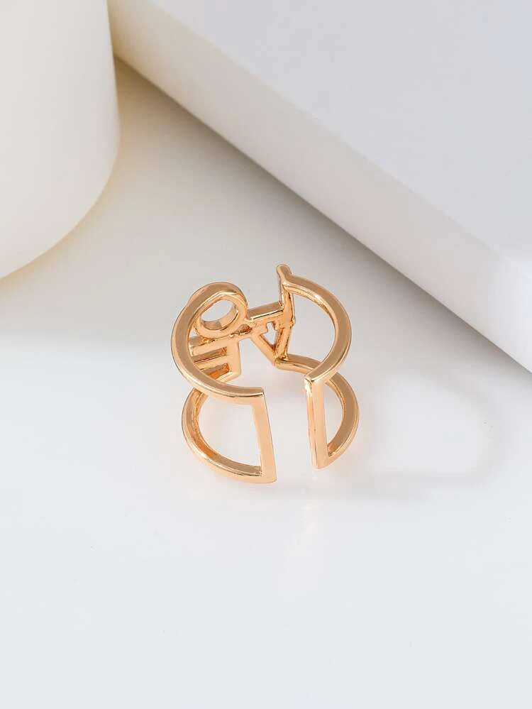 Cute LOVE Romantic Letter Open Hollow Out Gold Ring