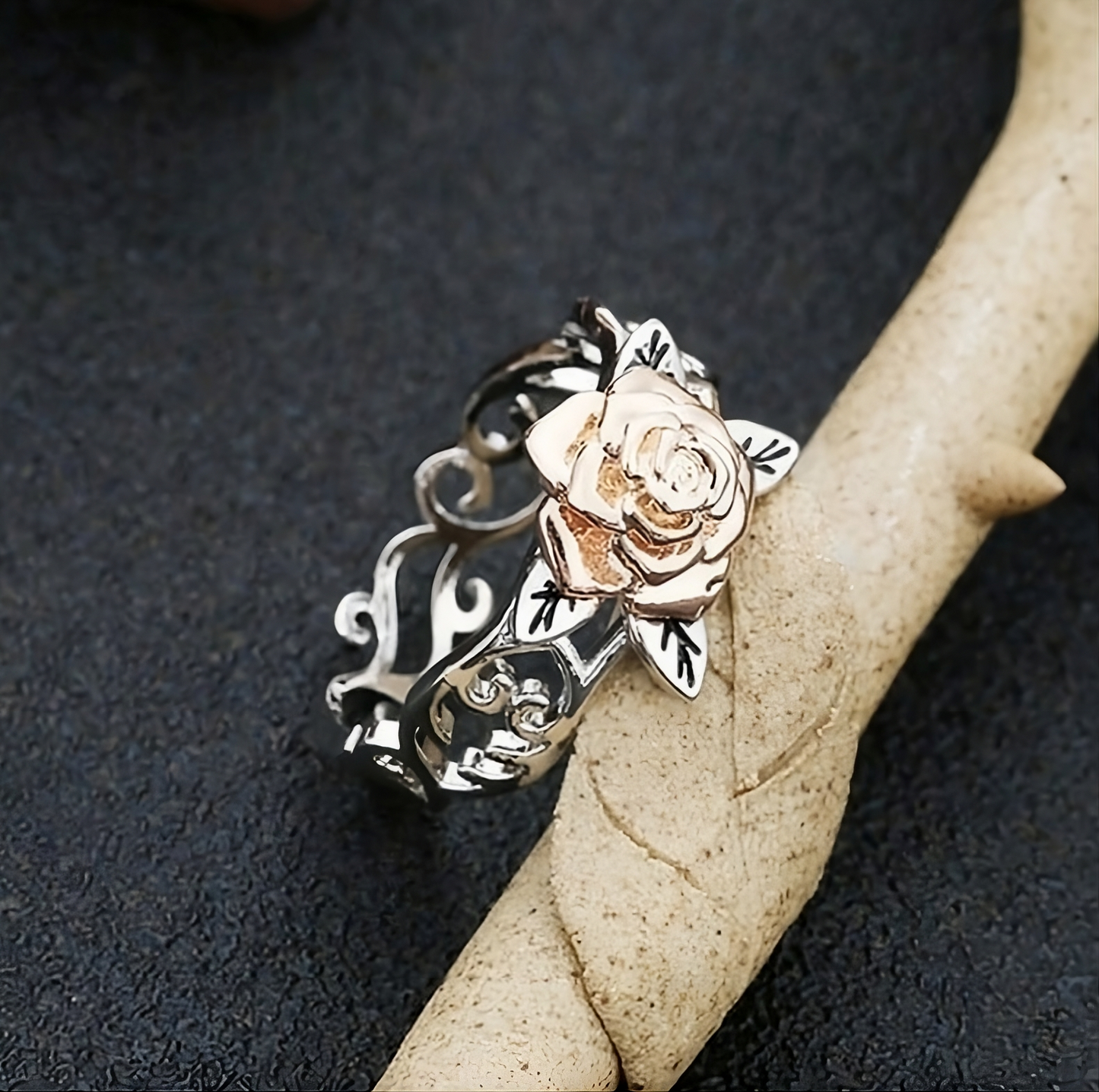 Exquisite Silver Floral Rose Flower Ring | Gift for Women