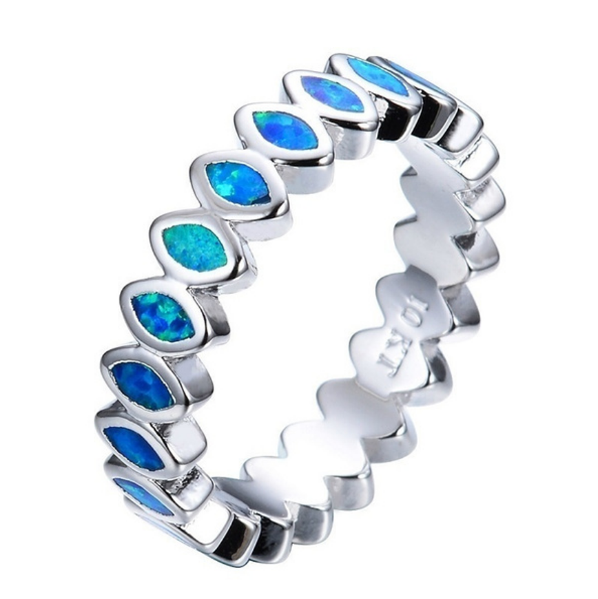 Creative Imitation  Blue Fire Opal Silver Ring