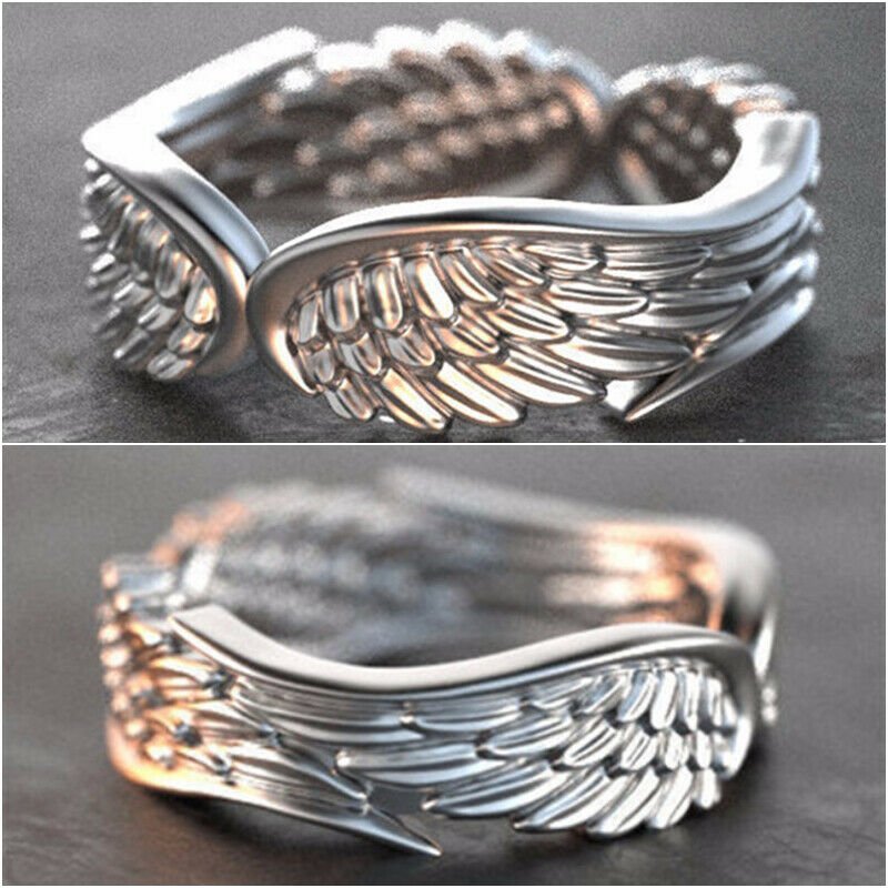 Sterling Silver Wings Of Angels Retro Feather Ring